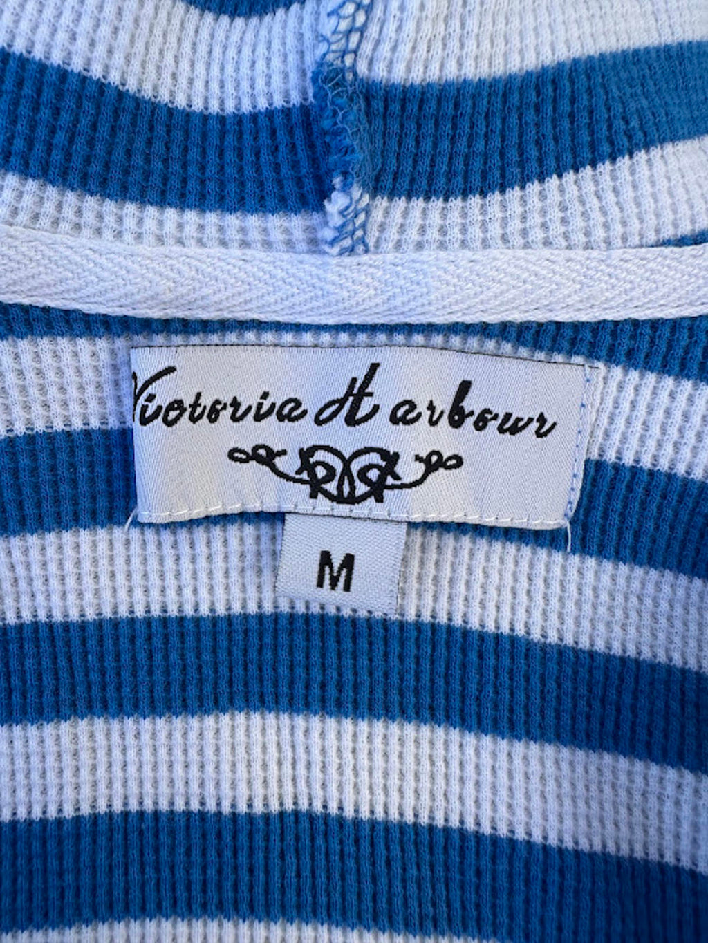 Victoria Harbour Striped Hoodie Blue White M