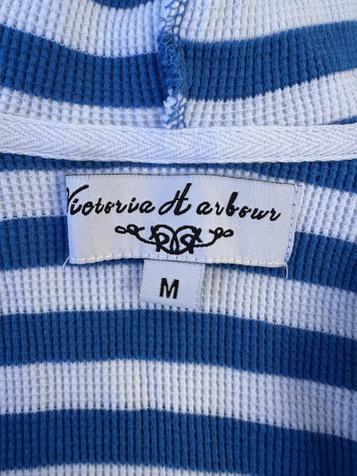 Victoria Harbour Striped Hoodie Blue White M