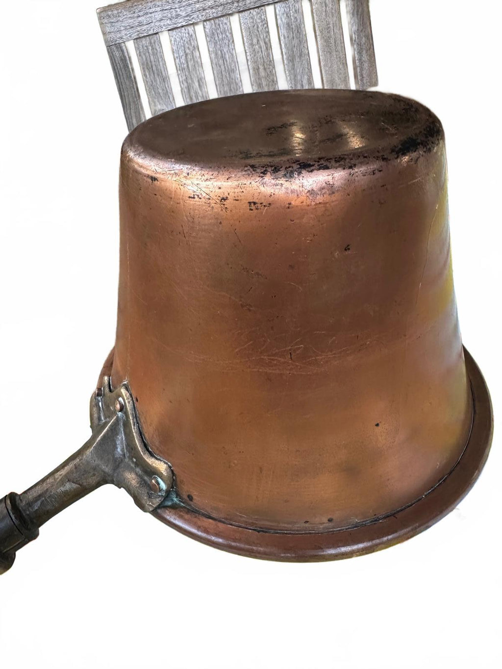 Vintage Solid Copper Saucepan Wood Handle 10"