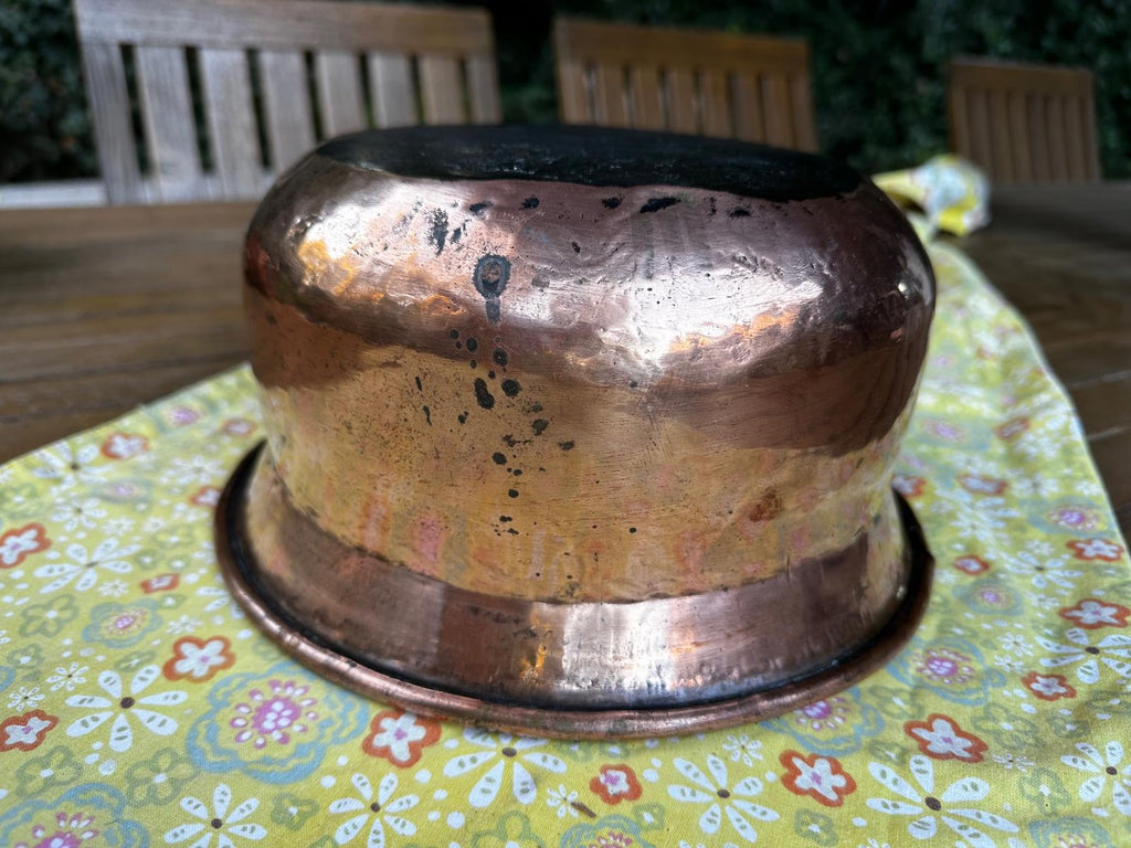 Vintage Heavy Copper Tin Lined Mixing Bowl 10"