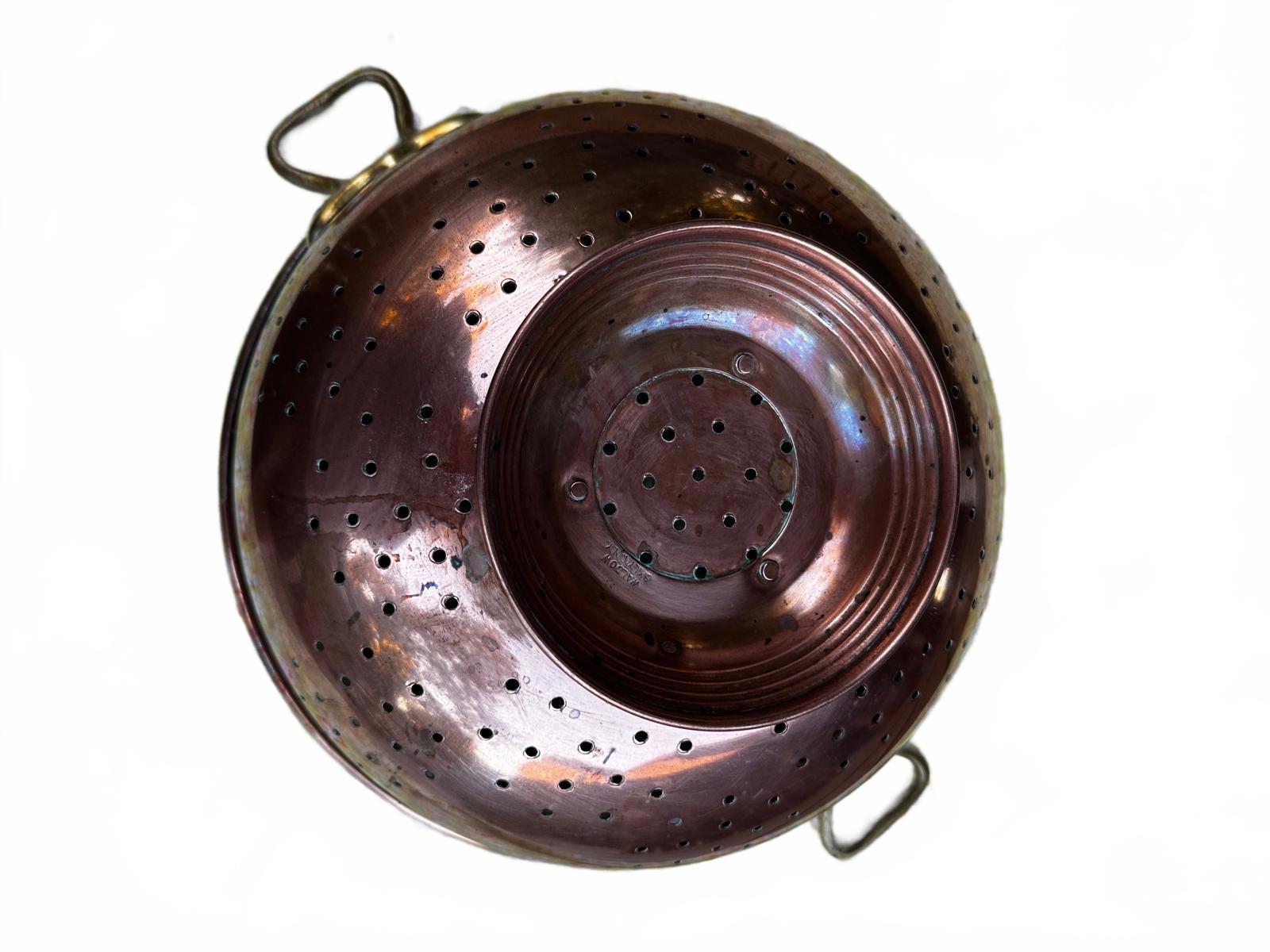 Vintage Waldow Copper-Clad Colander  Brass Handles – Tin-Lined