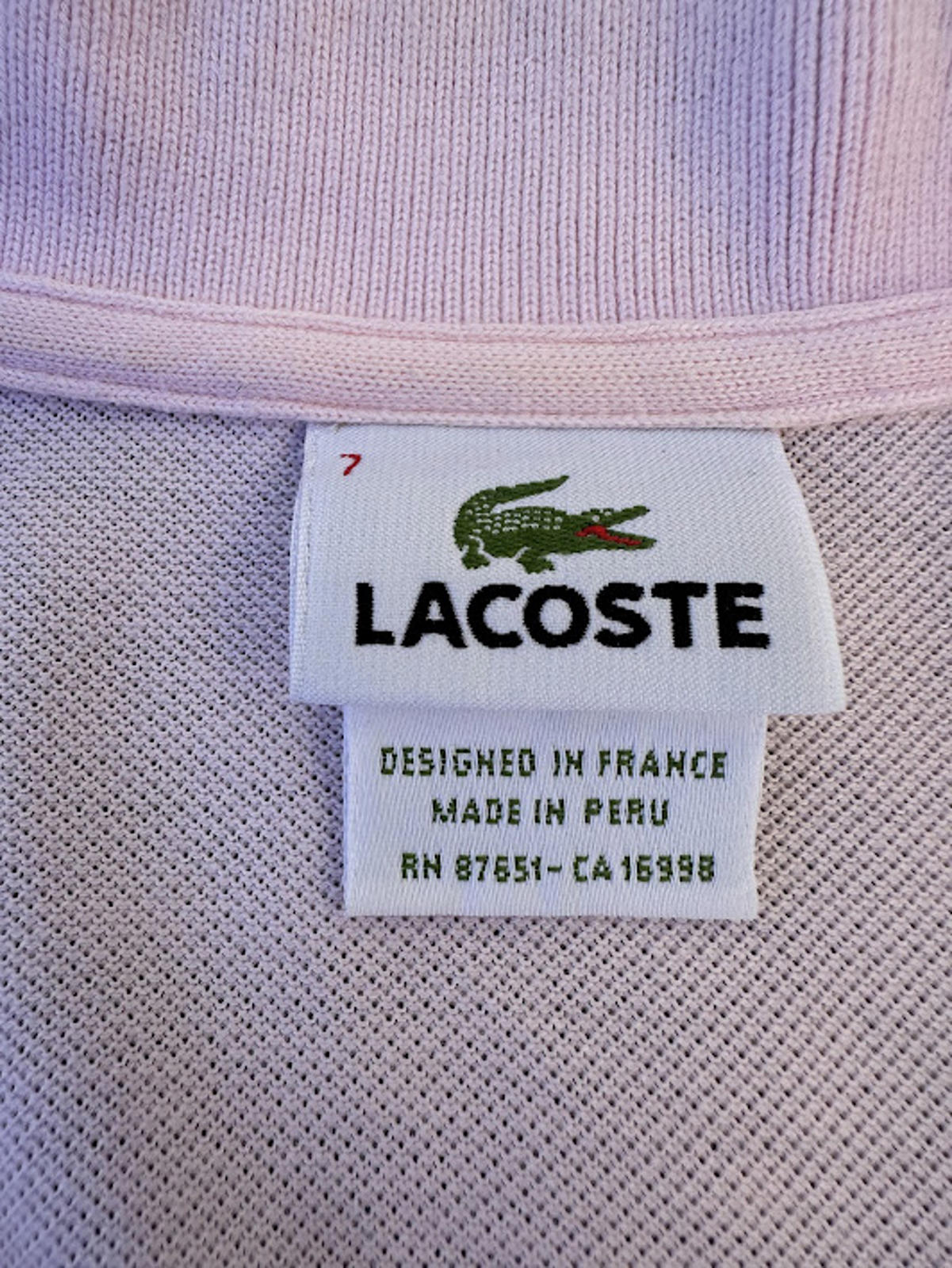 Lacoste Pink Polo Shirt Size 7 Large
