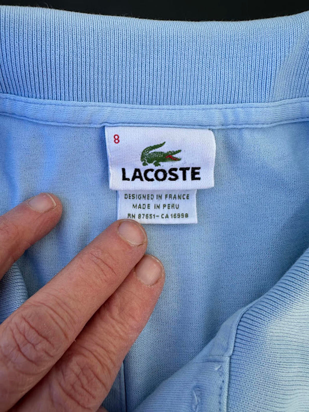 Lacoste Polo Light Blue Size 8 XL