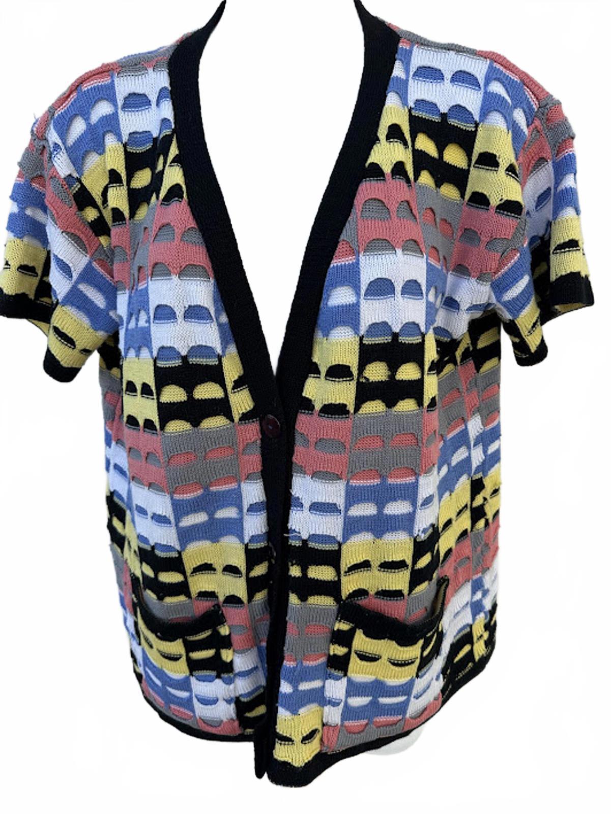 Vintage Multicolor Knit Cardigan Sweater M