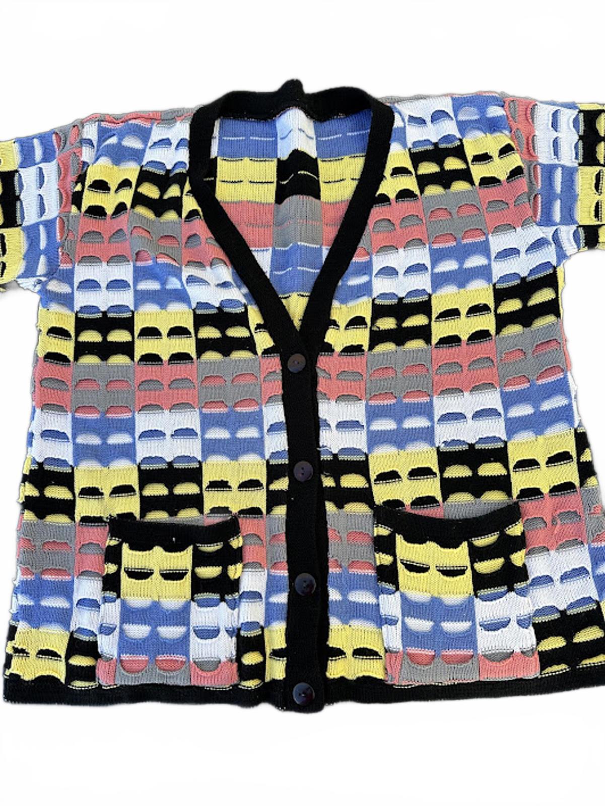 Vintage Multicolor Knit Cardigan Sweater M