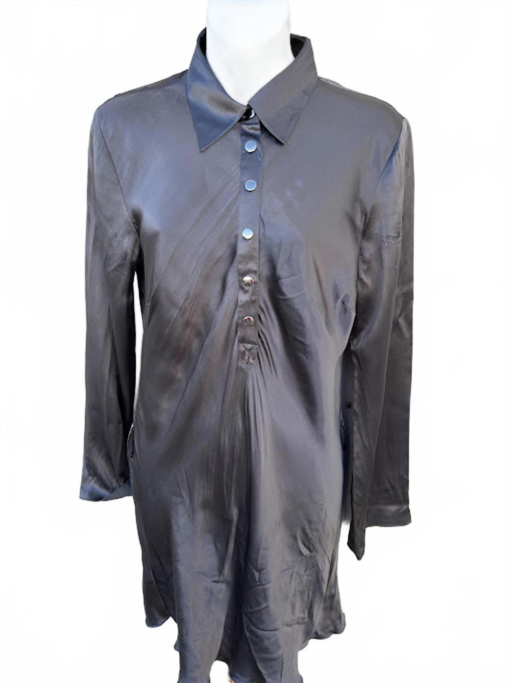 Newport News Silk Shirt Dress Gray Size 4