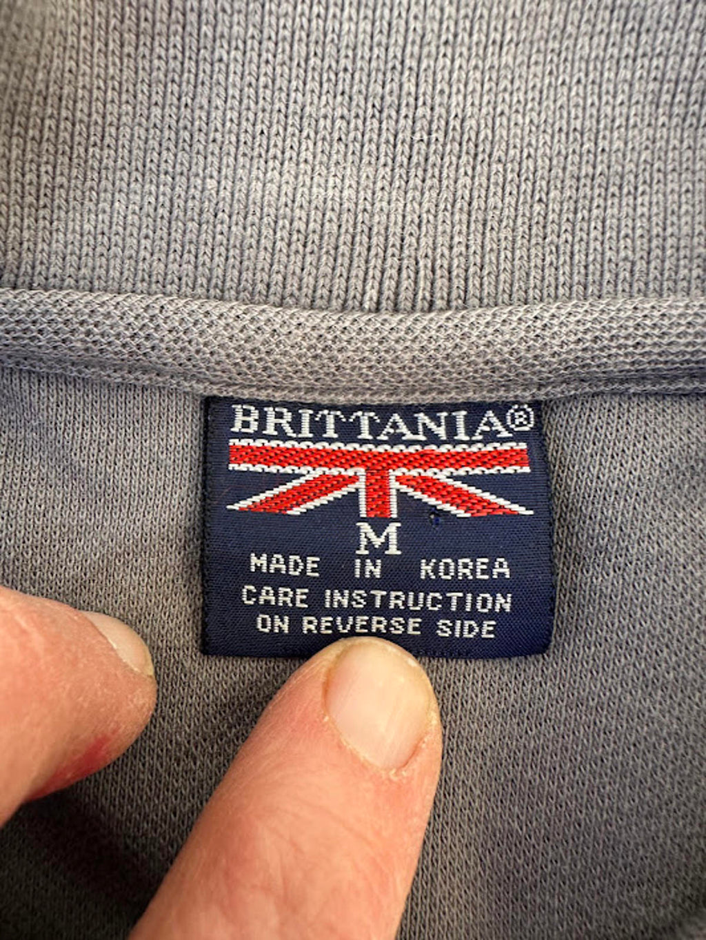 Britannia Gray Polo Shirt Medium Korea Made