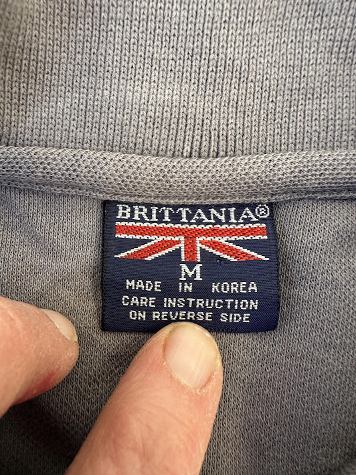 Britannia Gray Polo Shirt Medium Korea Made