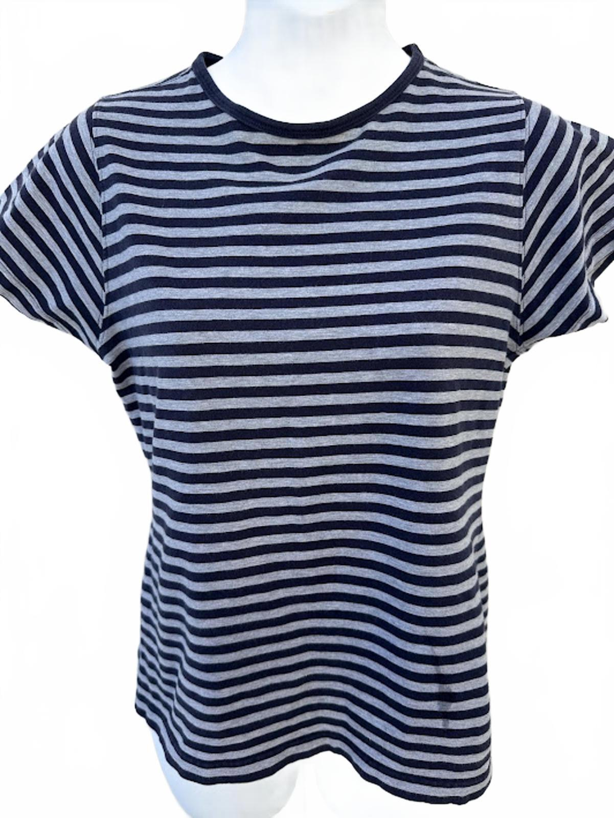 Faconnable Striped Tee Blue Gray Small