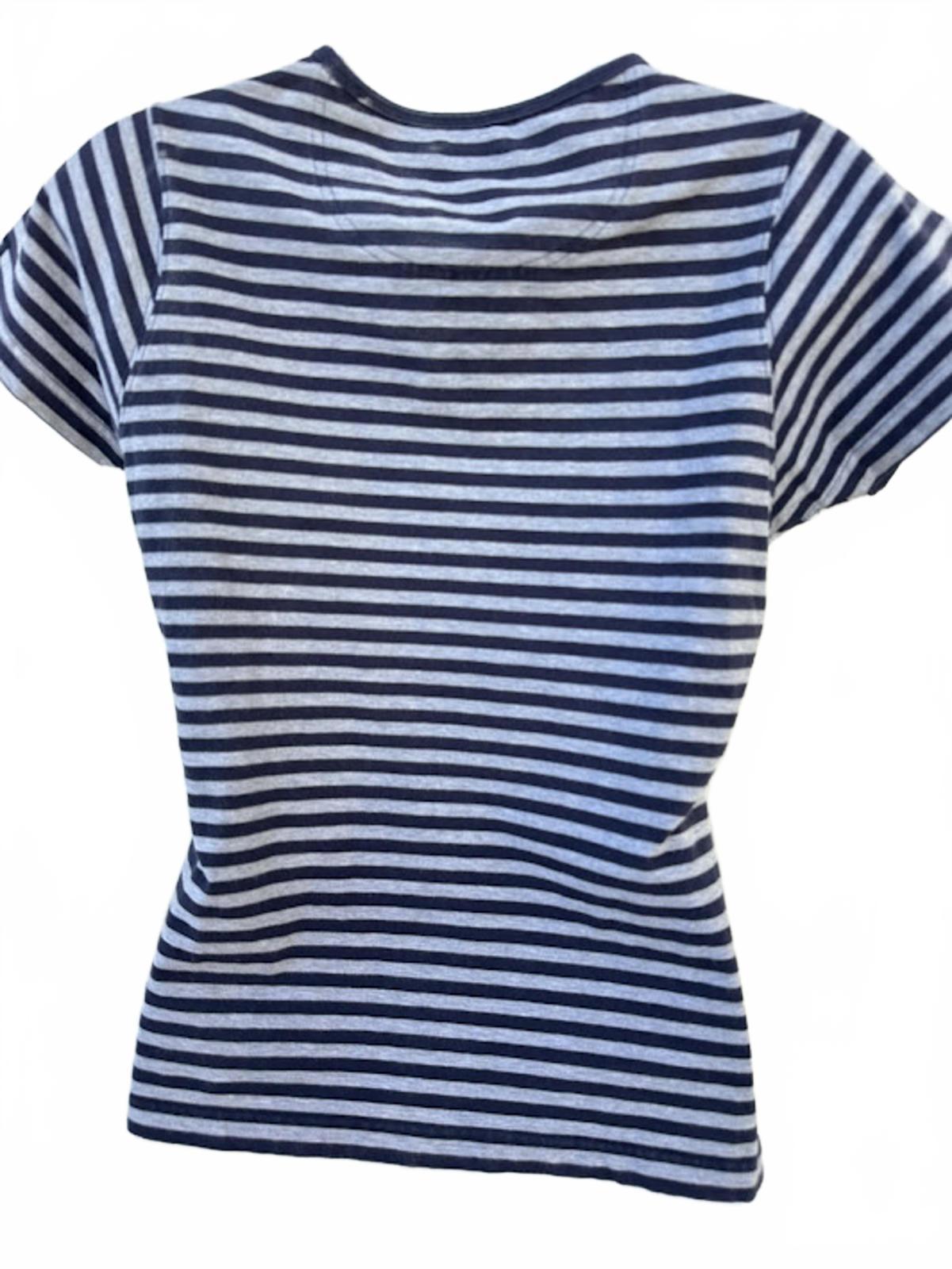 Faconnable Striped Tee Blue Gray Small
