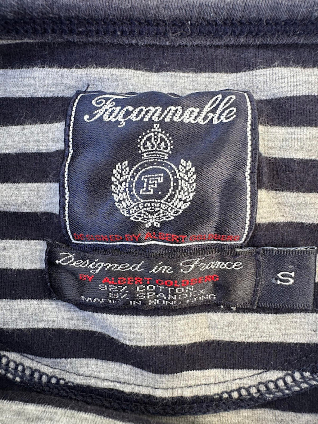 Faconnable Striped Tee Blue Gray Small
