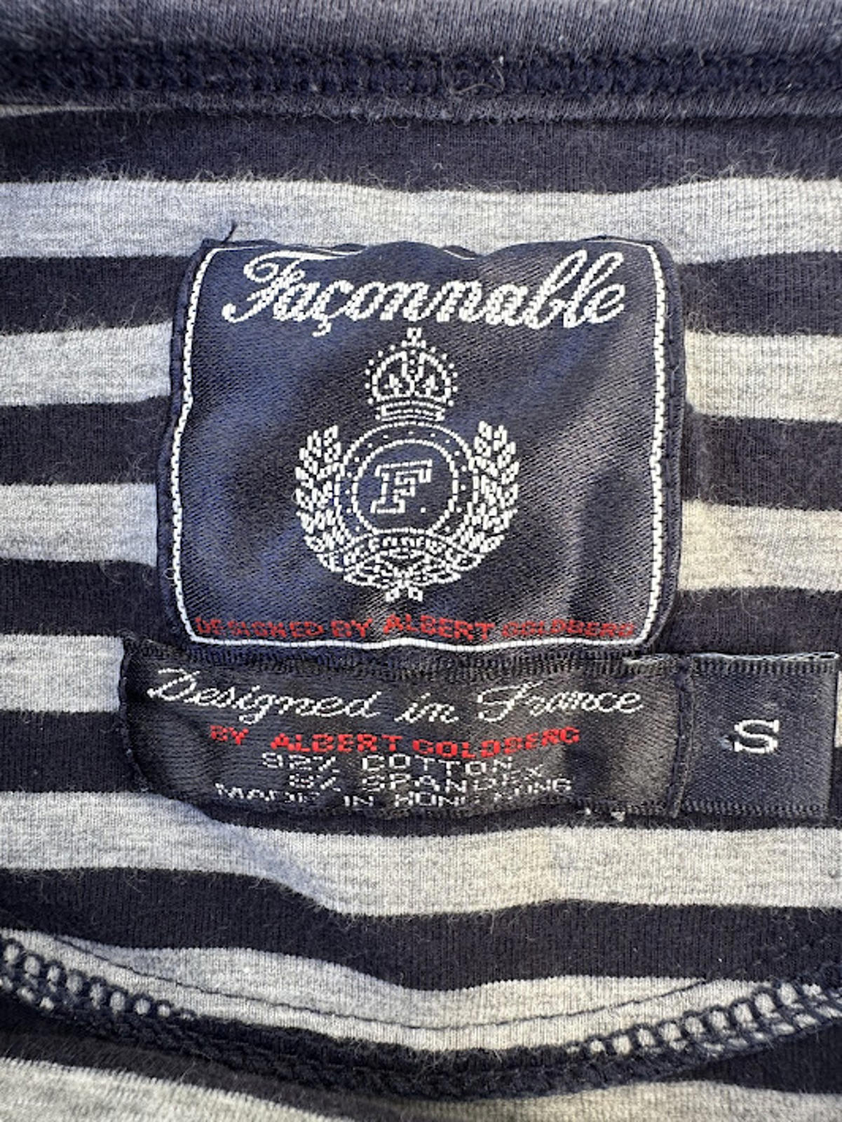 Faconnable Striped Tee Blue Gray Small