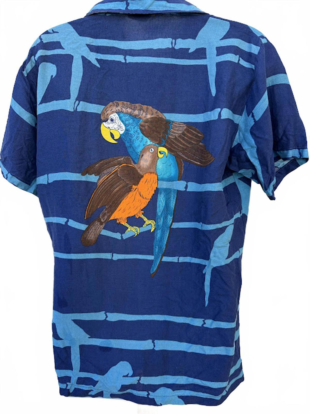 Hang Ten Parrot Hawaiian Shirt Blue Medium
