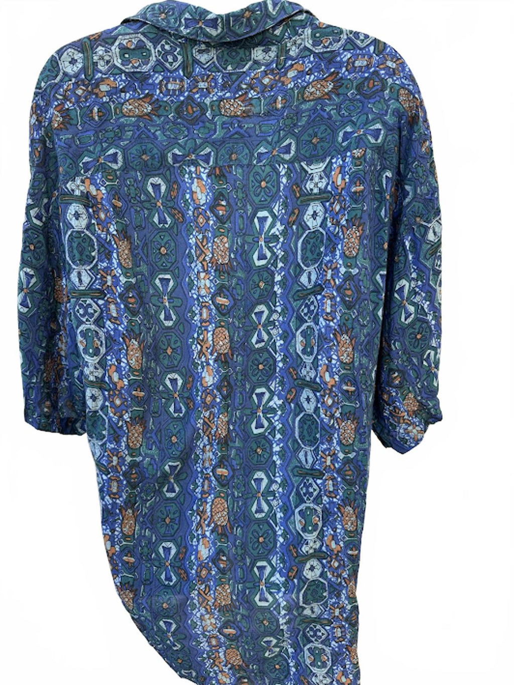 Above The Crowd Rayon Tribal Shirt XL Blue