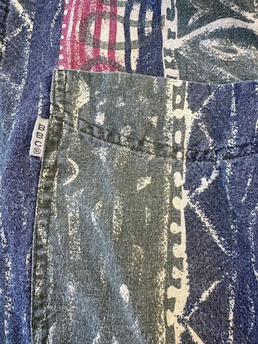 Bugle Boy Tribal Stripe Shirt XL Ramie Cotton