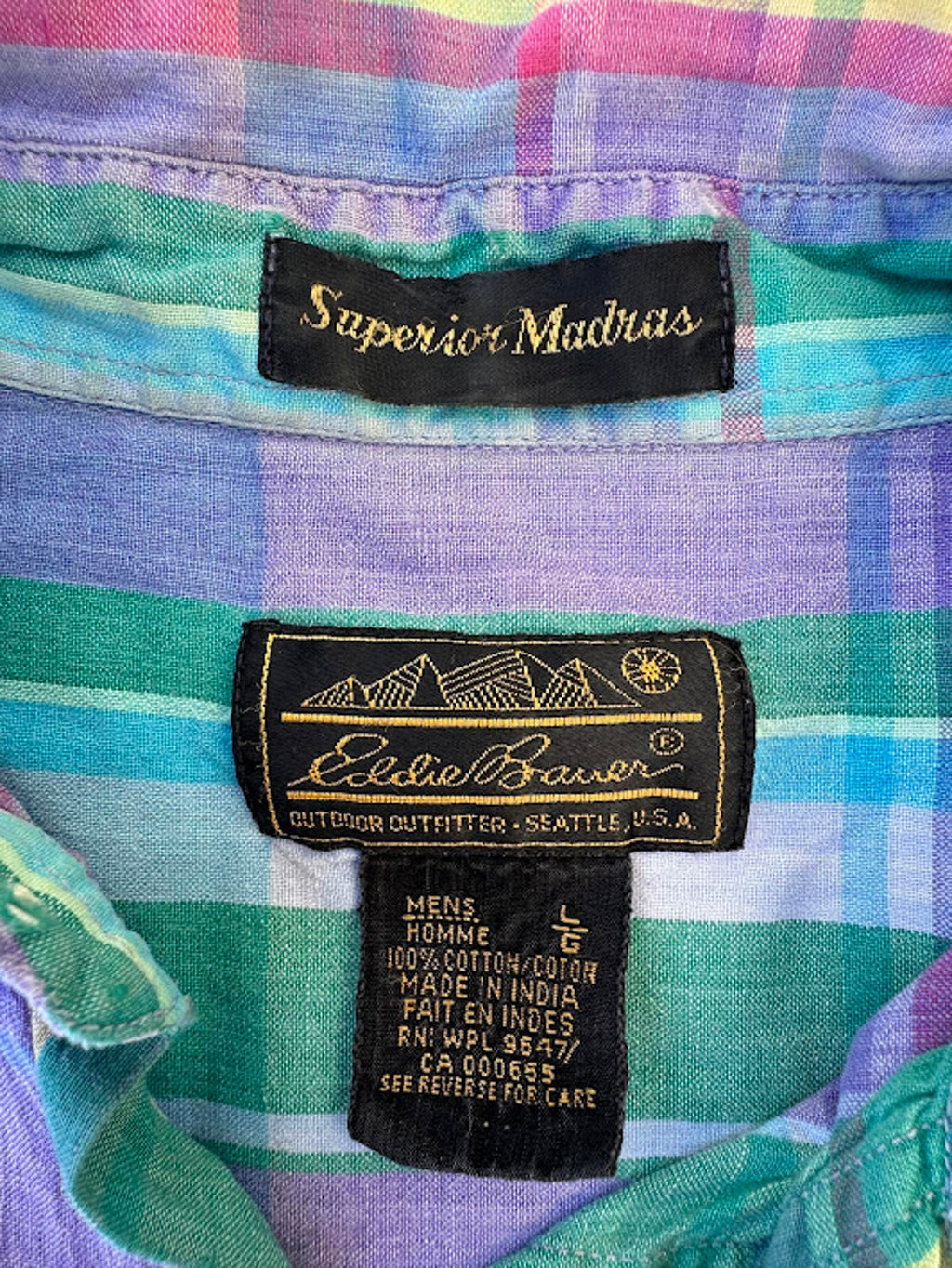 Eddie Bauer Superior Madras Plaid Shirt M