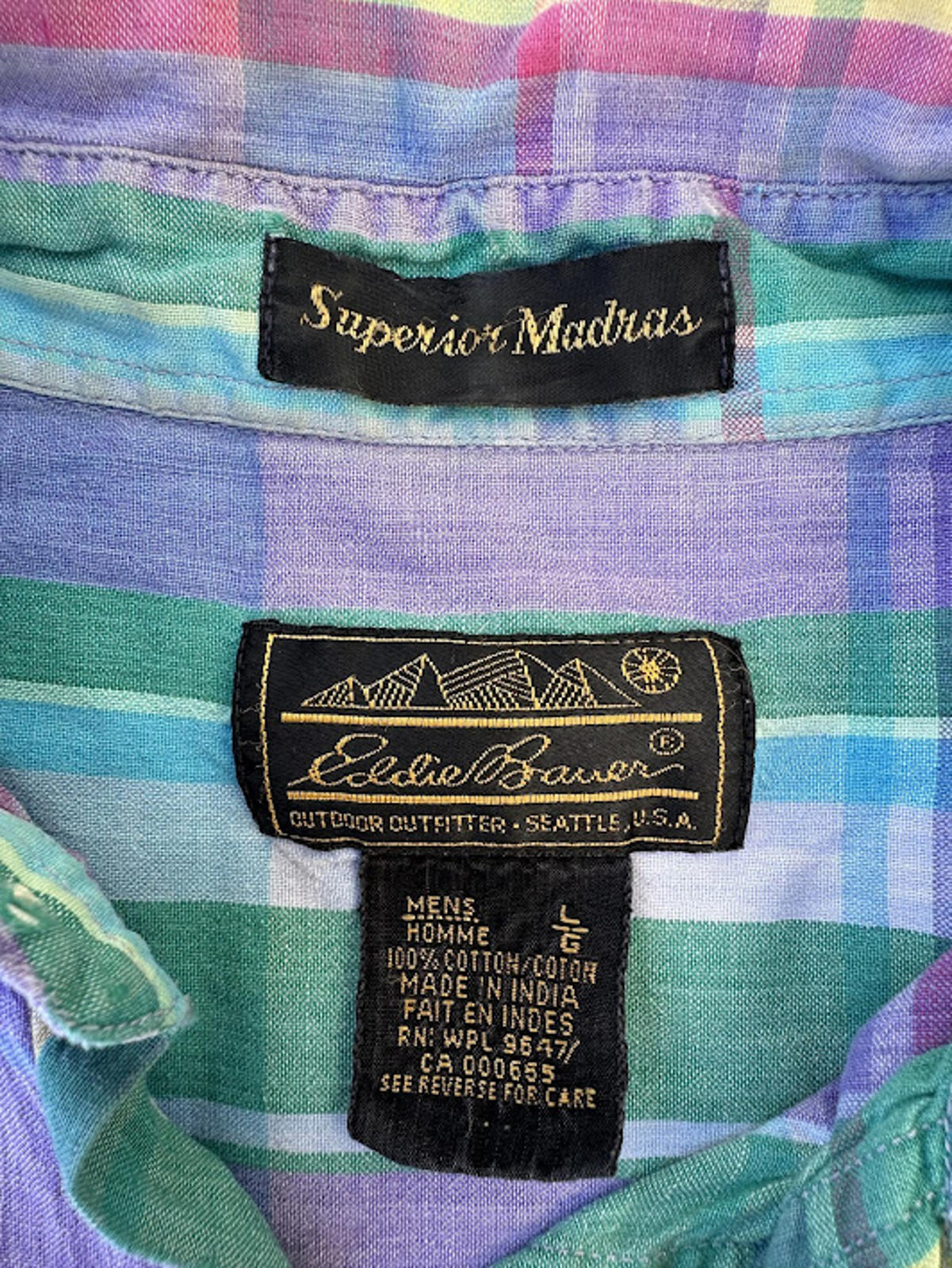 Eddie Bauer Superior Madras Plaid Shirt M