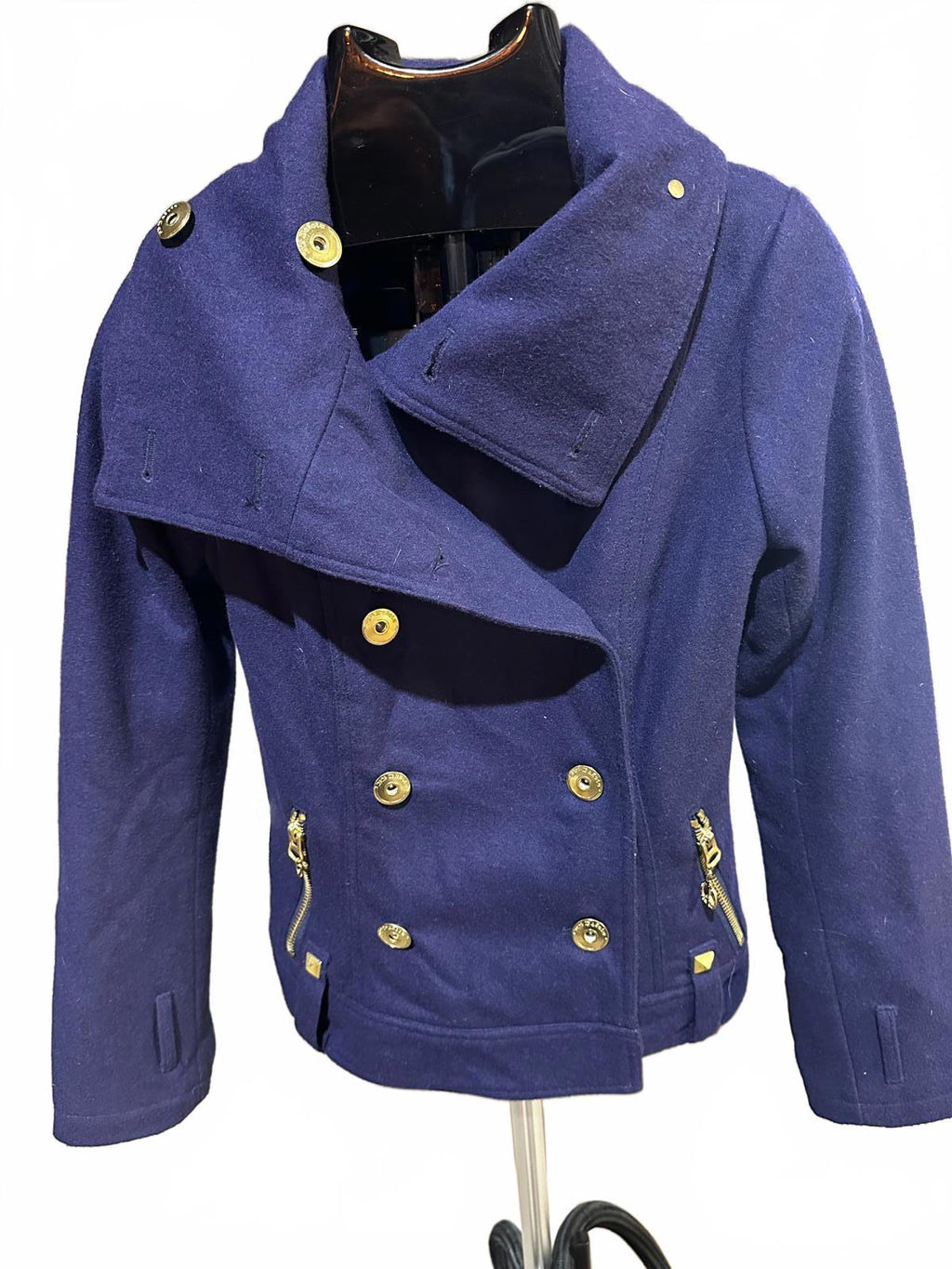 BB Dakota Wool-Blend Navy Peacoat w/ Gold Hardware – Size Small