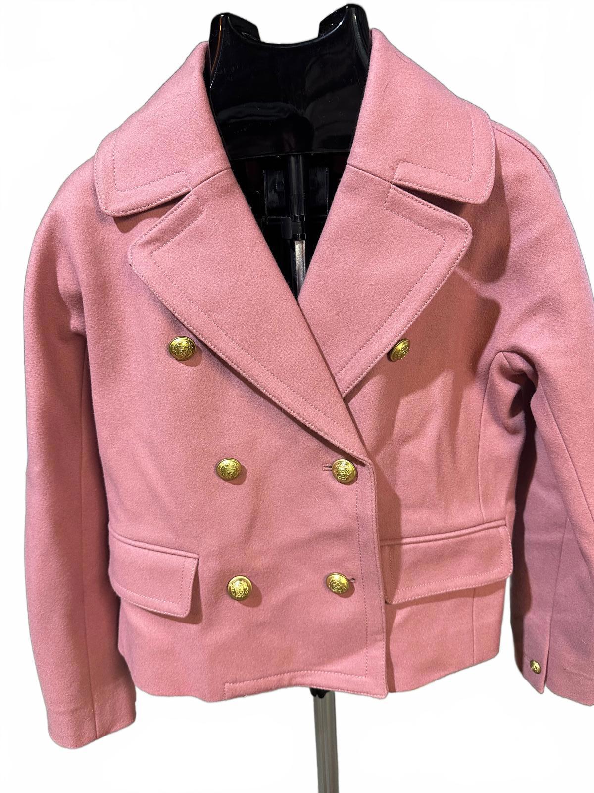 J.Crew Collection Double-Breasted Peacoat Italian Melton Wool Size 2 Pink