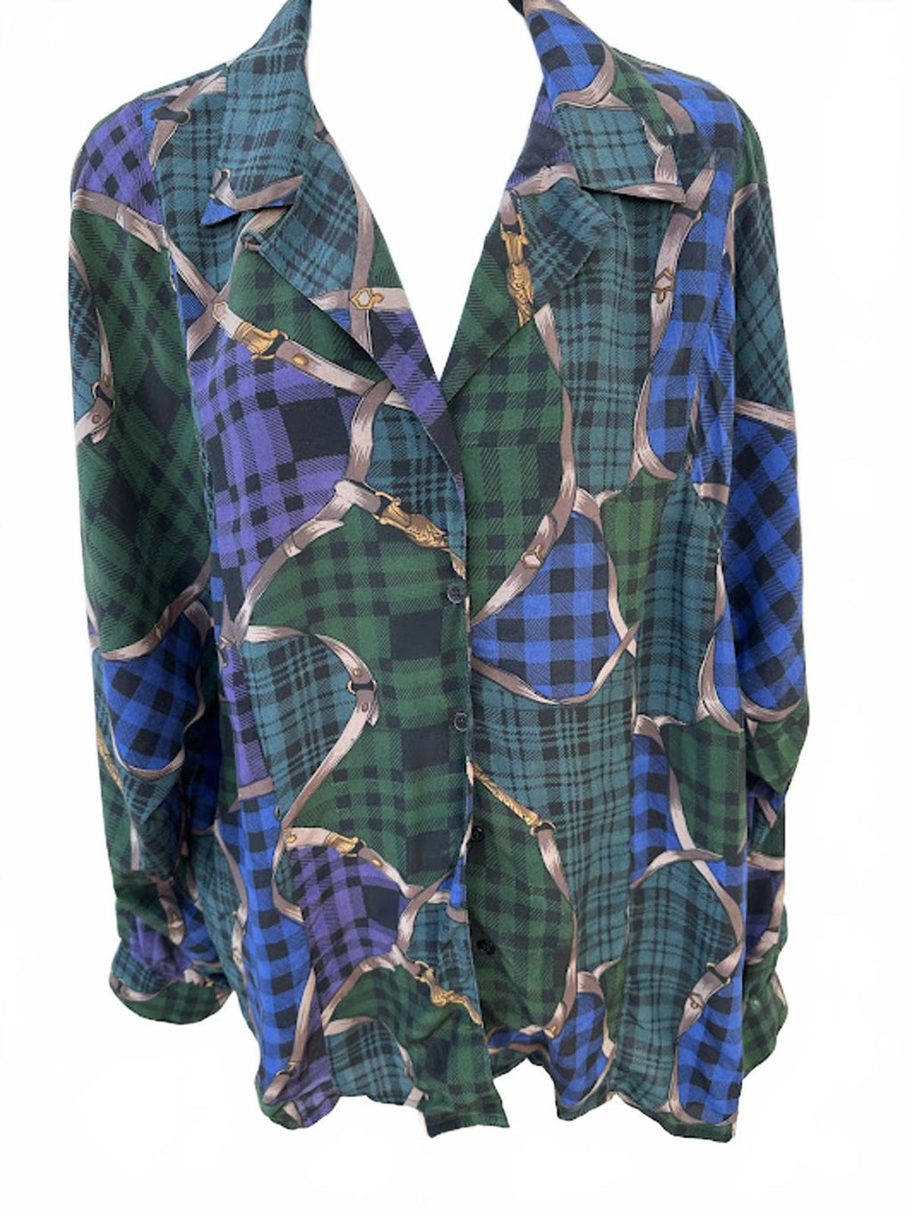 Annie Alexander Plaid Chain Print Blouse 14