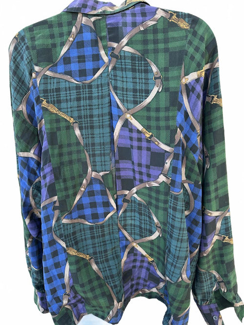 Annie Alexander Plaid Chain Print Blouse 14