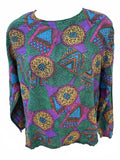 Tess Silk Geometric Print Blouse Size 4