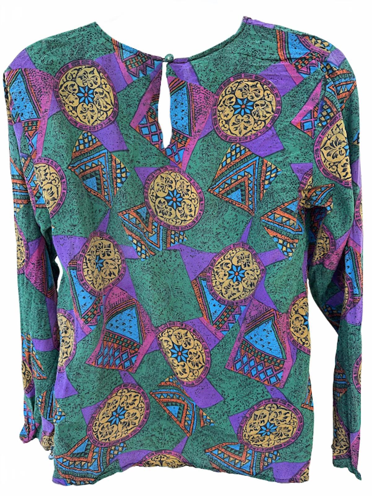 Tess Silk Geometric Print Blouse Size 4