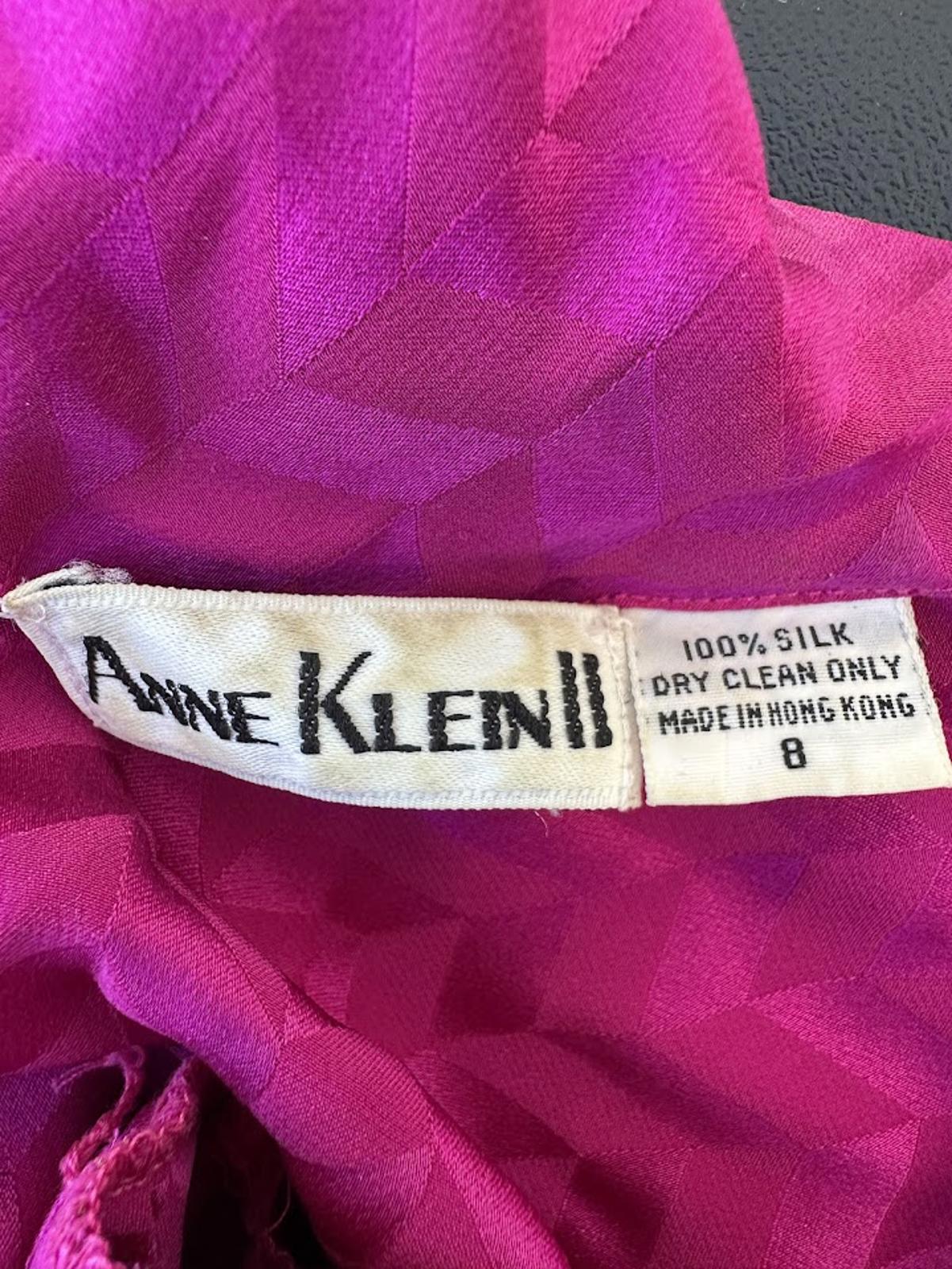 Anne Klein Silk Magenta Blouse Vintage 80's-90's