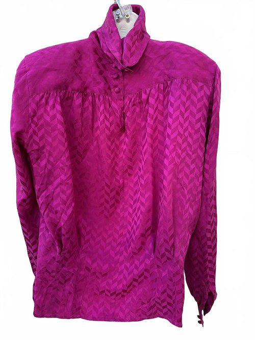 Anne Klein Silk Magenta Blouse Vintage 80's-90's