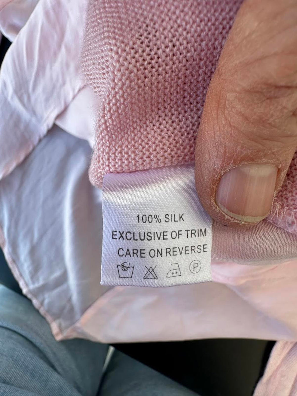 Silk Knit V-Neck Sweater Pink Sheer Back S