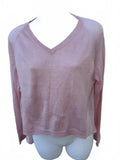 Silk Knit V-Neck Sweater Pink Sheer Back S