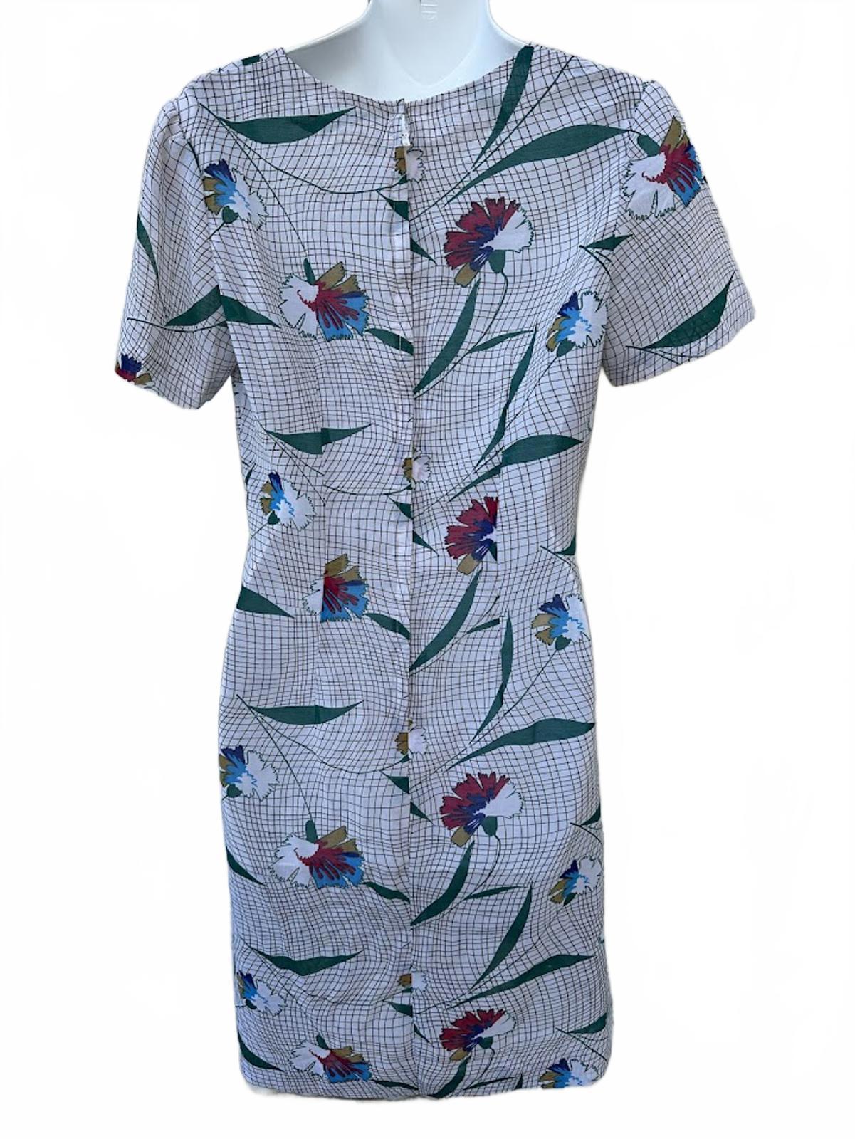 Vintage Floral Grid Shift Dress Handmade