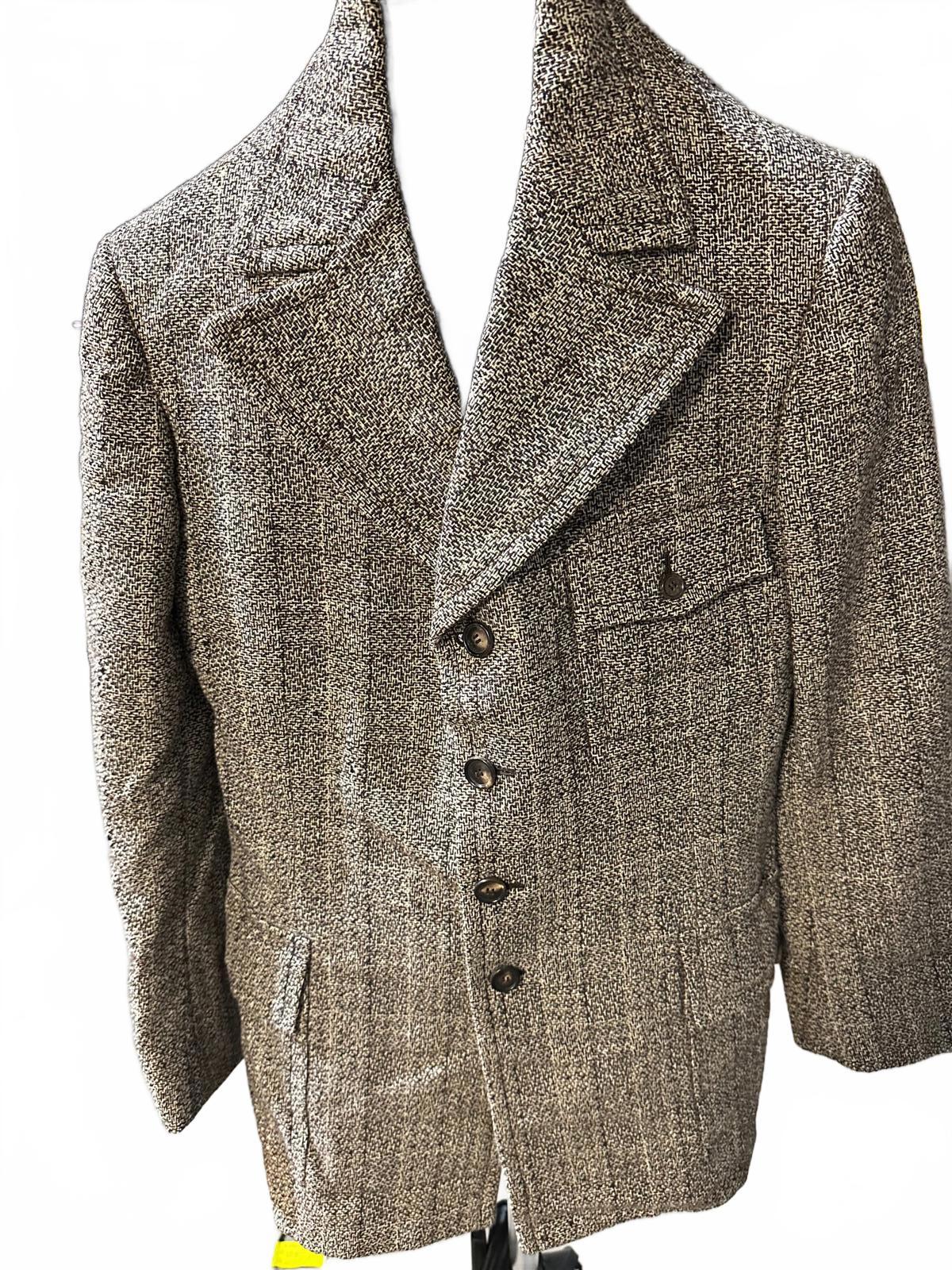Vintage Italian Wool Blazer 36 BasketweaveTweed Sport Coat