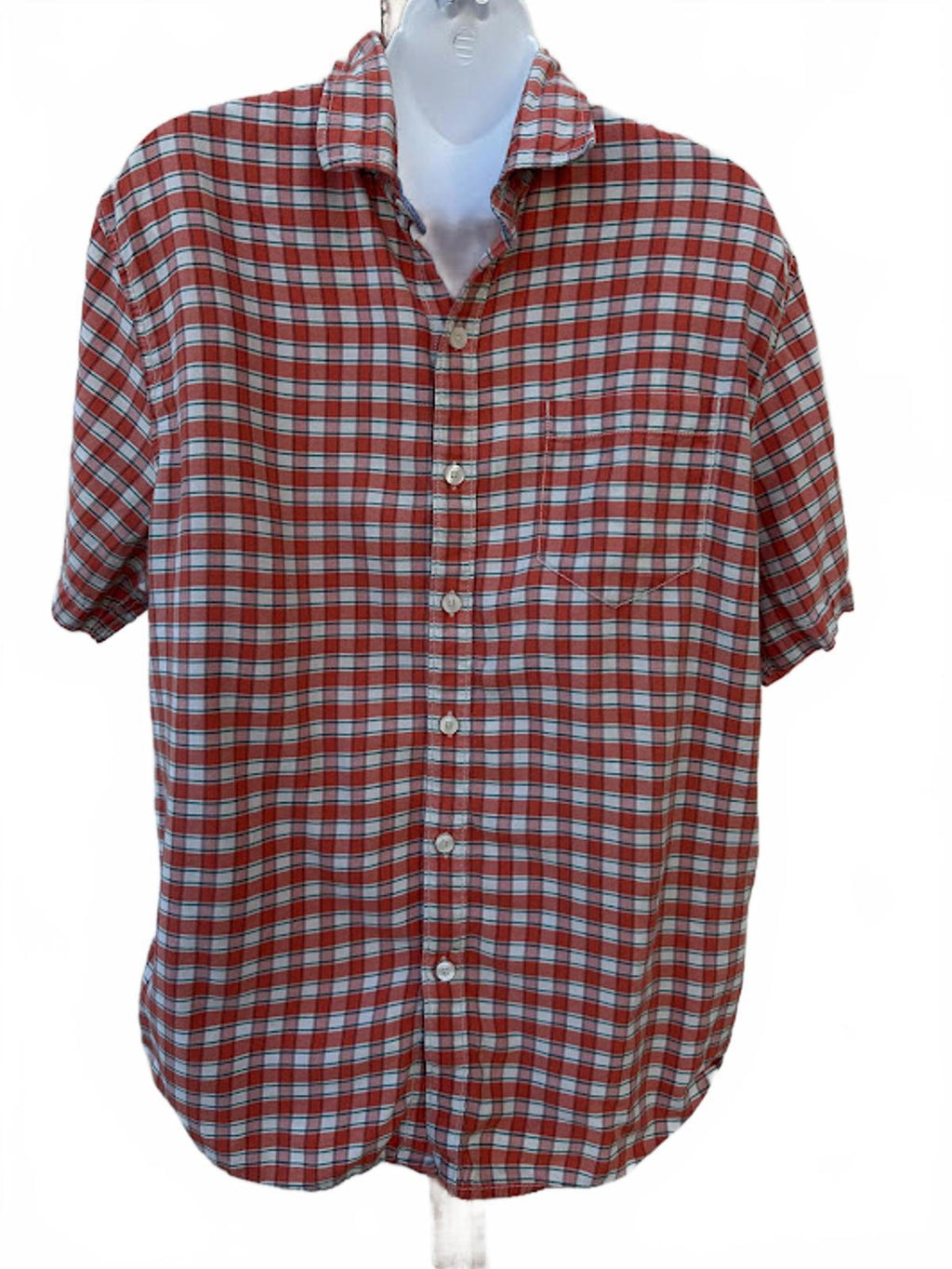 Tommy Bahama Orange Plaid Short Sleeve Shirt L