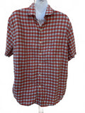 Tommy Bahama Orange Plaid Short Sleeve Shirt L