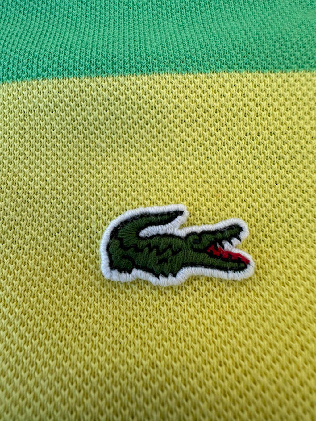 Lacoste Green Yellow Stripe Polo Size 7