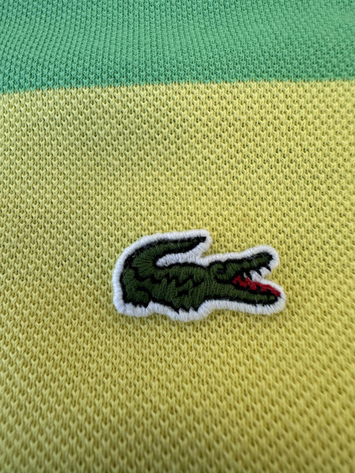 Lacoste Green Yellow Stripe Polo Size 7