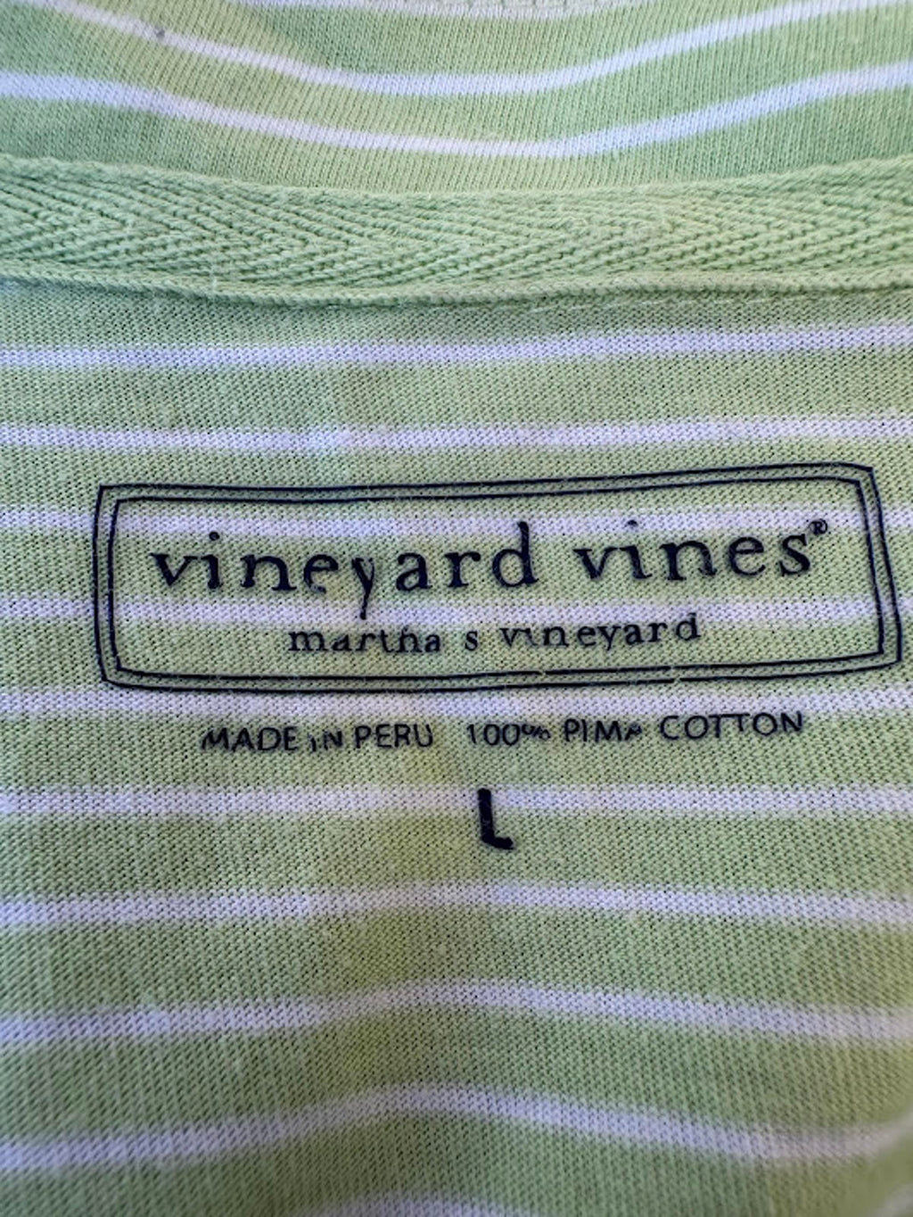 Vineyard Vines Mint Stripe Polo Shirt L