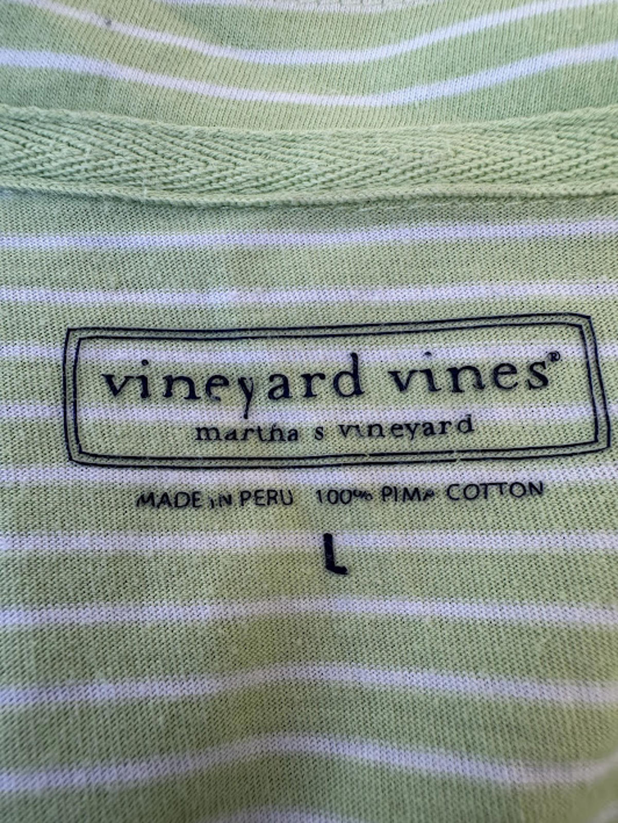 Vineyard Vines Mint Stripe Polo Shirt L