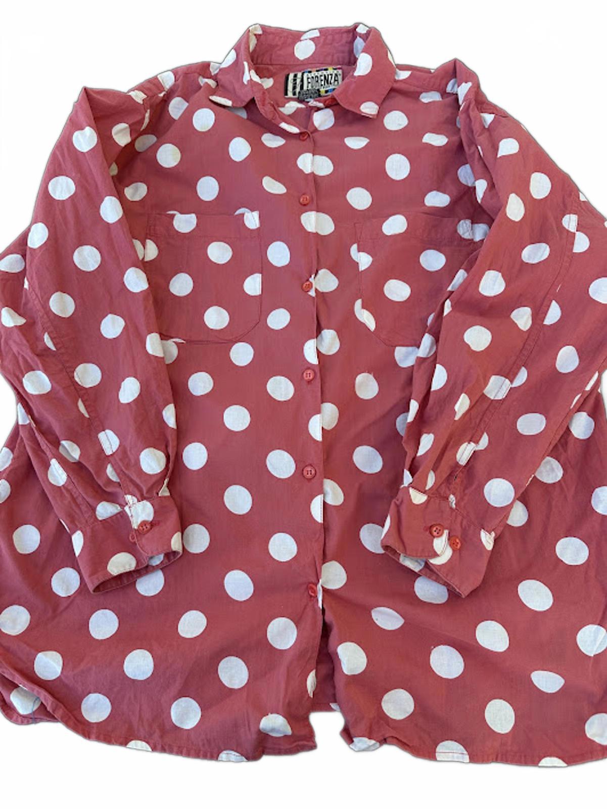 Forenza Red Polka Dot Button Up Shirt L