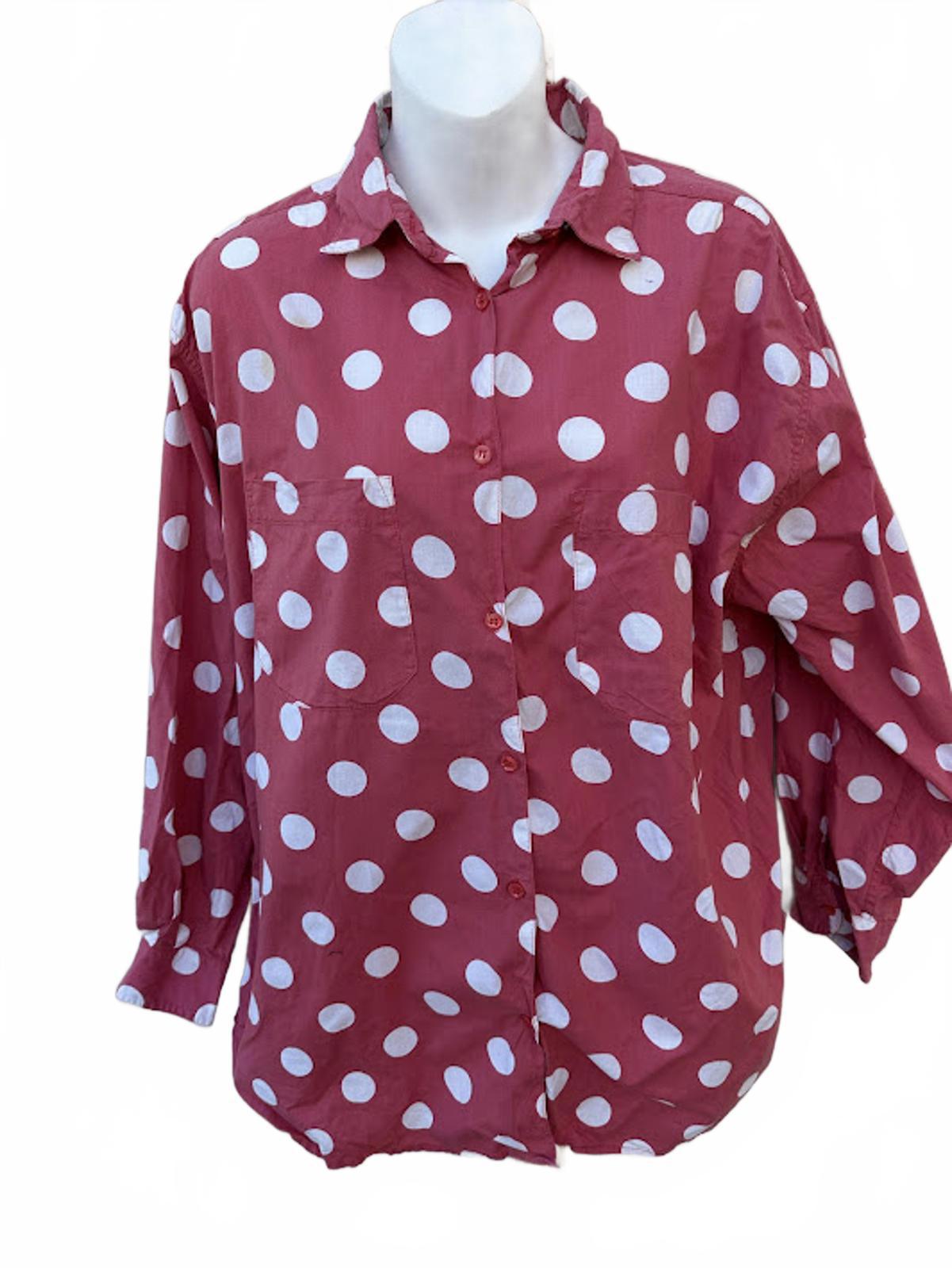 Forenza Red Polka Dot Button Up Shirt L