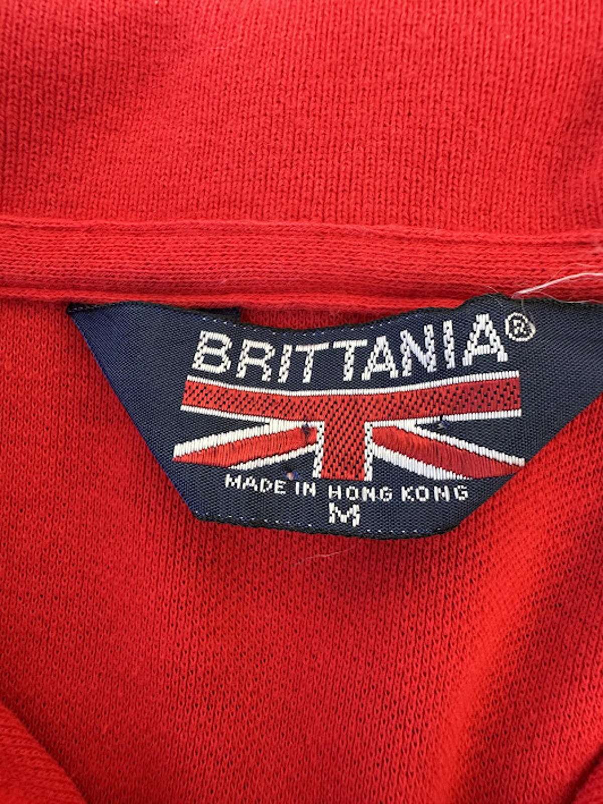 Vintage Britannia Red Polo Shirt Made in Hong Kong