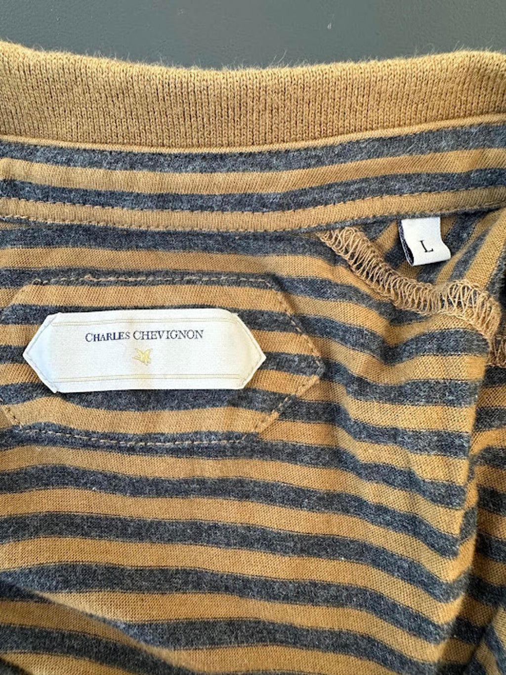 Charles Chevignon Stripe Polo Brown Navy L