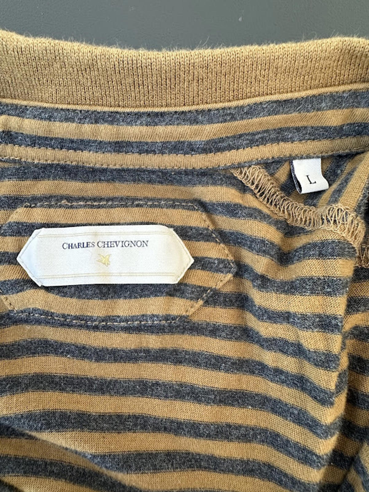 Charles Chevignon Stripe Polo Brown Navy L