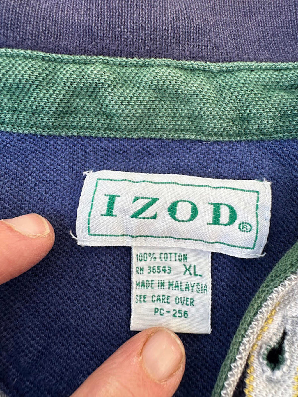 Vintage IZOD Stripe Polo Shirt XL Blue