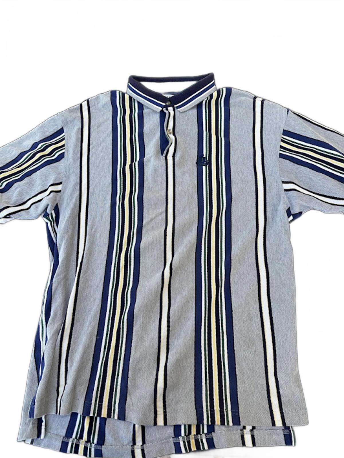 Vintage IZOD Stripe Polo Shirt XL Blue