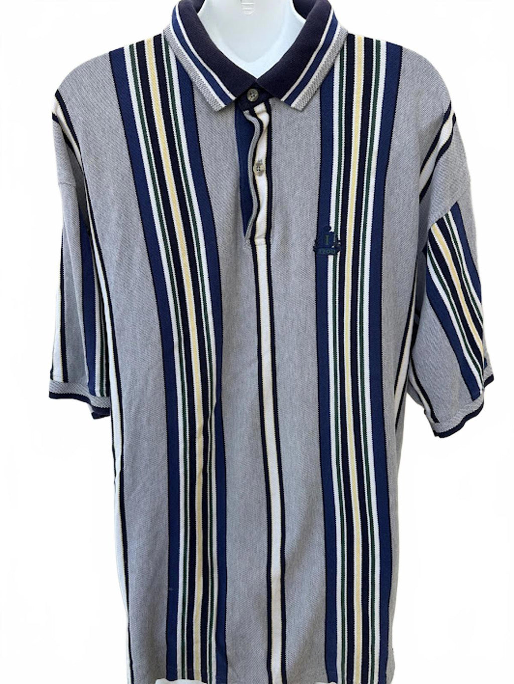 Vintage IZOD Stripe Polo Shirt XL Blue