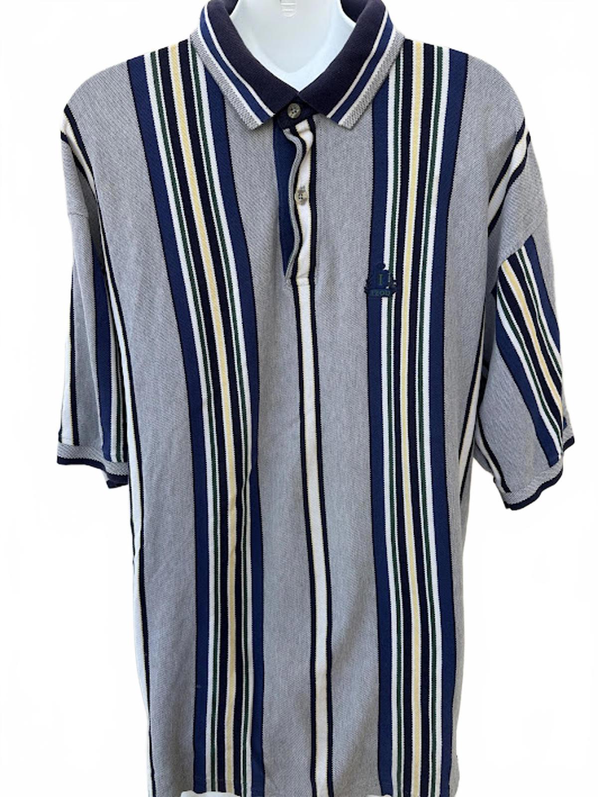 Vintage IZOD Stripe Polo Shirt XL Blue