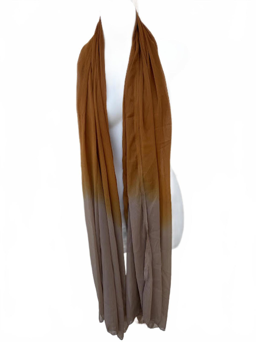 Silk Ombre Scarf Tan Mustard 34x88