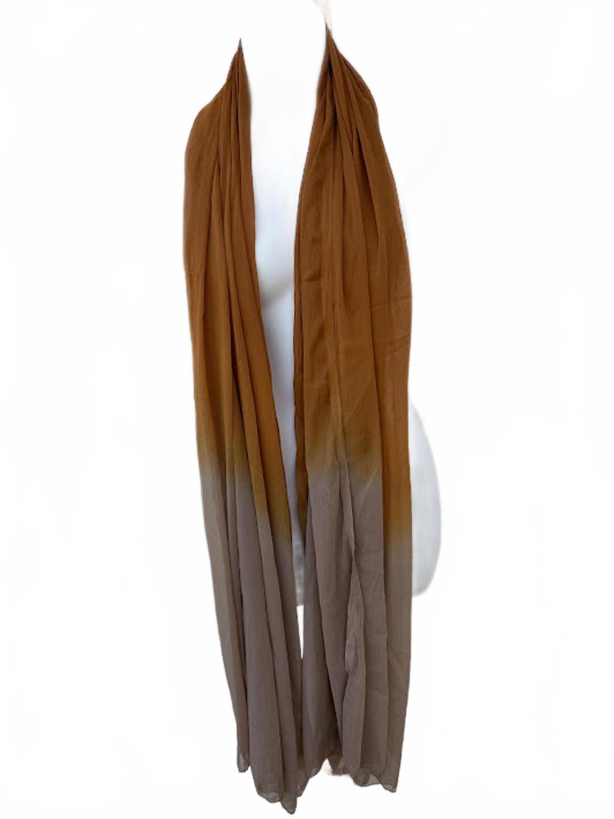 Silk Ombre Scarf Tan Mustard 34x88